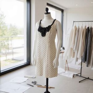 Anthropologie Eva Franco Cream & Black Polka Dot Dress (6)